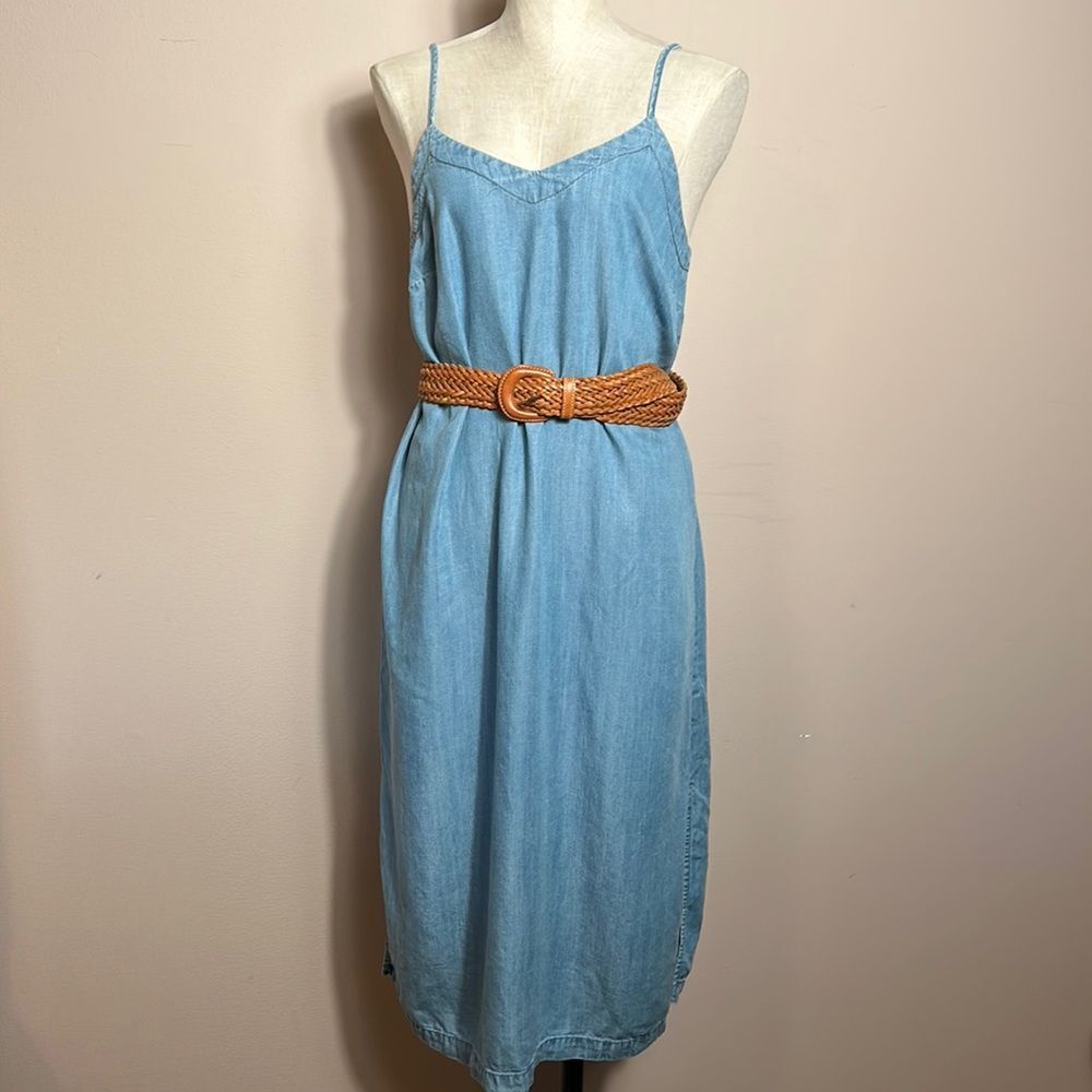 Universal Thread Soft Denim Tank Midi Side Slit Dress size small